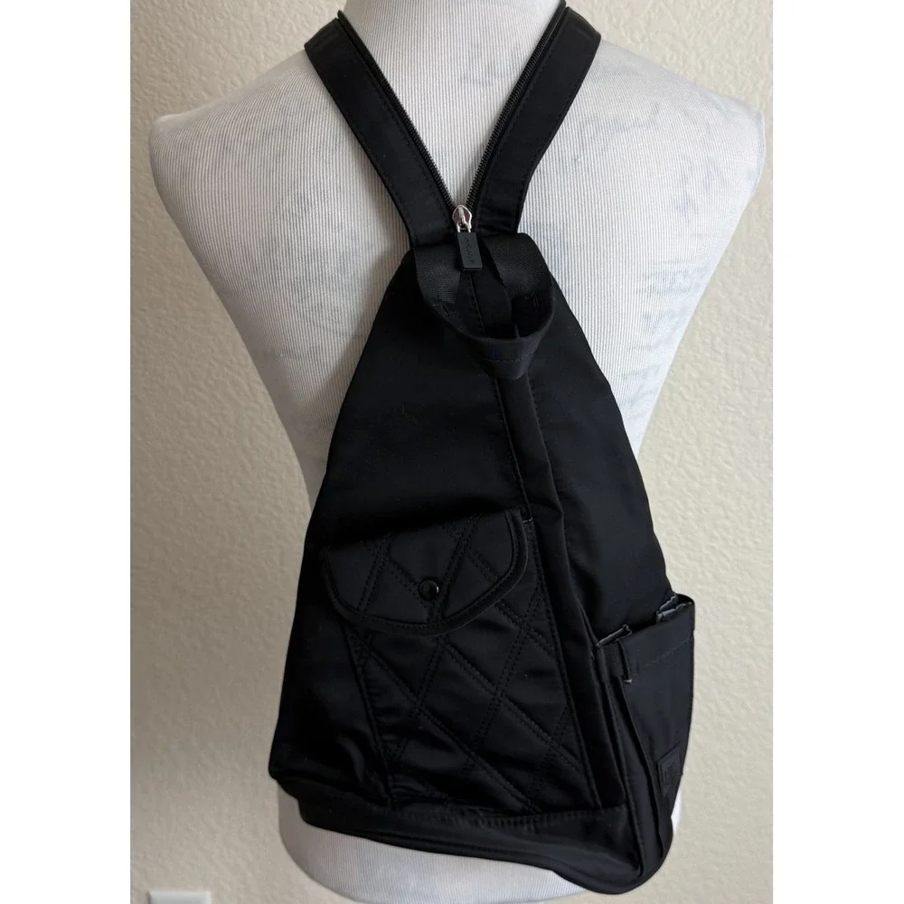 IHKWIP Convertible Sling Bag Backpack Black Nylon Travel Brand New